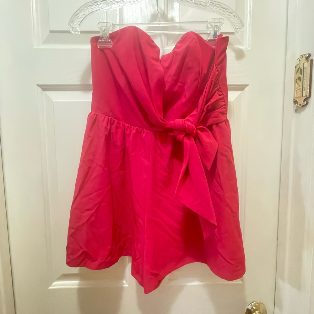 Mittoshop Hibiscus Pink Strapless One-Piece Lined Romper Jumper Womens Large NWT - Picture 11 of 14
